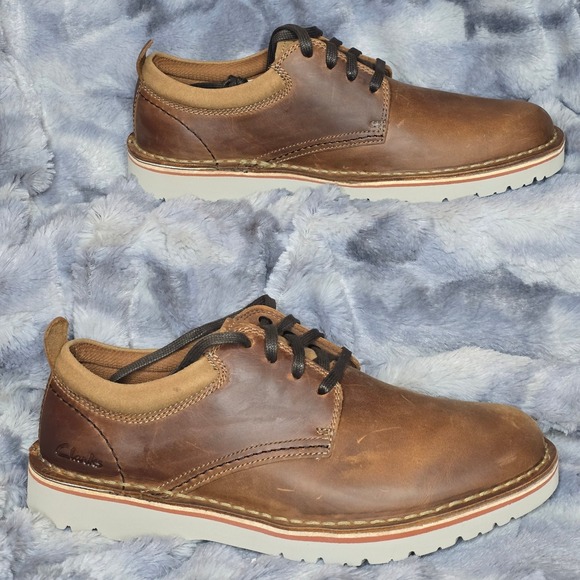 NWB Clarks Eastridge Low Light Brown Leather Oxford‎ Men's Size 8M - Picture 3 of 10